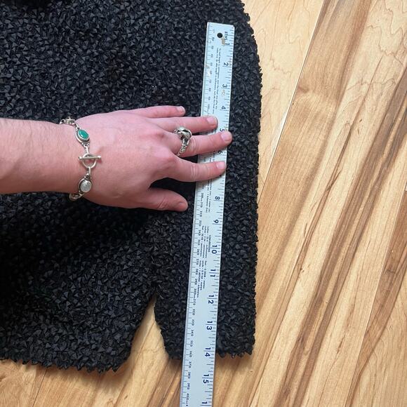 VINTAGE 60s Rabbit Fur Collar Swing Jacket Size S Black Loop Textured - Picture 4 of 7